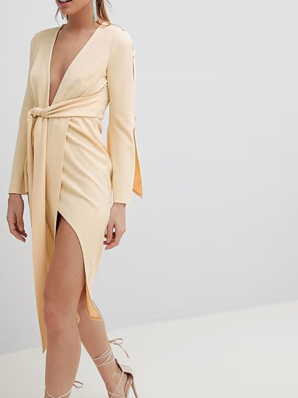 NEW ASOS DESIGN Kimono Button Plunge Midi Dress